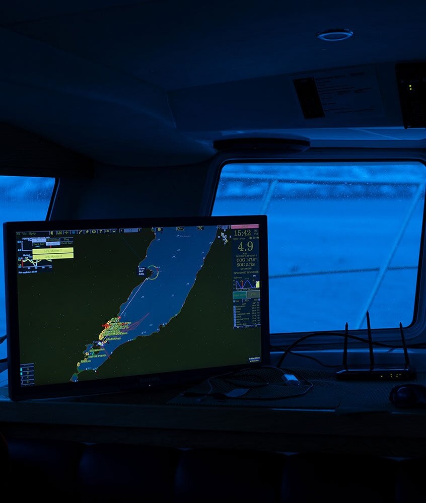 GPS display in steering house